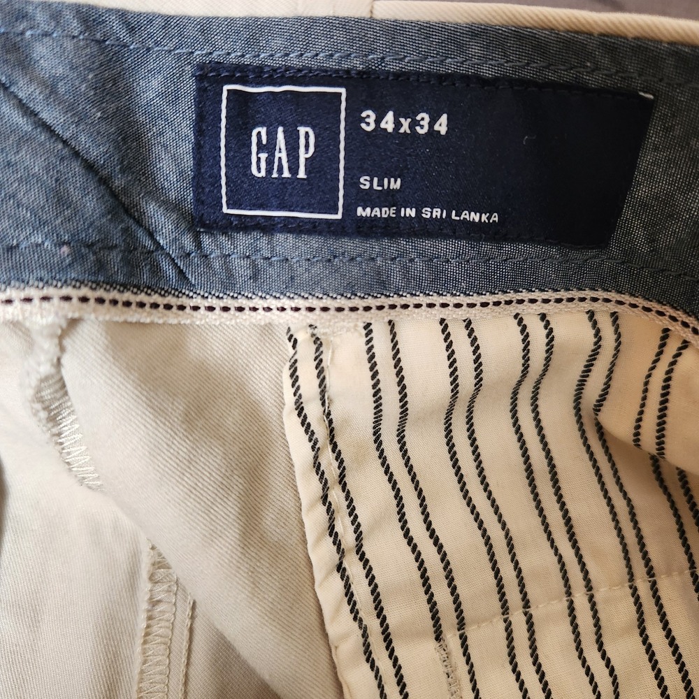 Gap Men New Slim Clean Khaki Chino Pants Tan 34x34 Actual 34x33 Casual - Picture 8 of 10